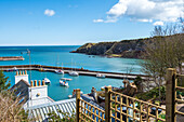 Hafen und Bucht von Stonehaven, Aberdeenshire, Schottland, Großbritannien