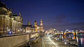  Brühl&#39;s Terrace and Terrace Bank at night, Old Town, Dresden, Saxony, East Germany, Germany, Europe 