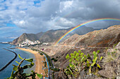  Rainbow over Playa de Las Teresitas and the town of San Andrés, northeast coast of Tenerife, Spain 