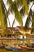 Vietnam, Hoi An, boats, Thu Bon River, skyline