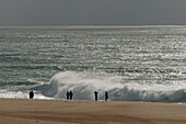  On the beach of Nazare, Atlantic Ocean, Portugal 