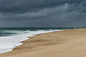  On the beach of Nazare, Atlantic Ocean, Portugal 