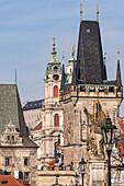 Medieval towers of Charles bridge in Old Prague