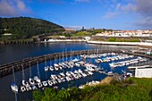 Portugal, Azores, Terceira Island,  Angra do Heroismo, skyline, panorama, harbor, 