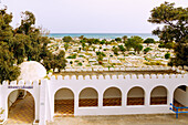  Muslim cemetery overlooking the sea at the edge of the Medina in Hammamet, Tunisia 