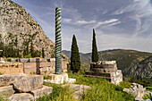 Die Schlangensäule, Archäologische antike Stätte von Delphi, Mittelgriechenland, Griechenland
