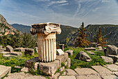  Ruins on the Sacred Way, Archaeological Site of Delphi, UNESCO World Heritage Site in Delphi, Greece   