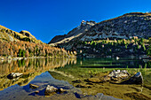 Herbststimmung am Val Voila-See, Val da Camp, Livignoalpen, Engadin, Graubünden, Schweiz