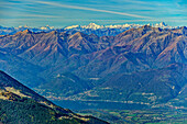  View from Monte Lago of Lake Como, Ticino Alps and Valais Alps, Monte Lago, Orobie Alps, Lombardy, Italy 