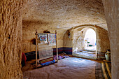  Berber Museum (Musee Berbere de Tamezret), interior of a troglodyte dwelling (cave dwelling) in the Berber village of Tamezret, Tunisia 