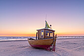  Fishing boat on the beach of Ahlbeck, Usedom Island, Mecklenburg-Western Pomerania, Germany 