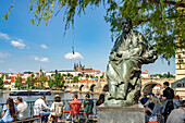  Statue of Bedrich Smetana on the Novotný pier in Prague, Czech Republic 