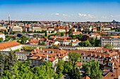  Old Town, Vltava River and Lesser Town seen from above, Prague, Czech Republic 