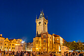  Old Town Hall on Old Town Square at dusk, Prague, Czech Republic 