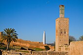 Morocco, Rabat, Chellah, minaret, Mohammed VI Tower, 