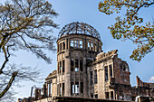 Friedensdenkmal Hiroshima (Genbaku-Kuppel), Weltkulturerbe, Hiroshima, Japan. Dieses Gebäude war das einzige noch erhaltene Bauwerk nach Abwurf der Atombombe