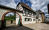  Half-timbered houses in the old town of Eltville, Rheingau, Hesse, Germany 