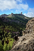  View of the rock formation &quot;Roque Nublo&quot;, Gran Canaria, Canary Islands, Spain, Europe 