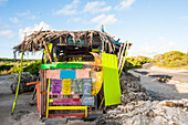 Drinks and takeaways shop on the beach at Pointe des Chateaux, Grande-Terre, Guadeloupe, overseas region of France,Leewards Islands, Lesser Antilles, Caribbean