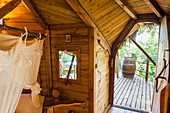 Tree house at Habitation Getz, Vieux-Habitants, Basse-Terre, Guadeloupe, overseas region of France,Leewards Islands, Lesser Antilles, Caribbean