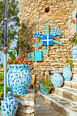 Traditionelle Windmühle, Eingang, Chorio, Insel Symi, Dodekanes, Griechenland