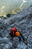  Climbers on the Iron Trail at Zugspitze, Bavaria, Germany 