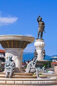 Nordmazedonien, Skopje, Philipp-II.-Denkmal, Brunnen,