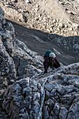  Climber on the Kleiner Watzmann, Berchtesgaden Alps, Bavaria, Germany 