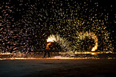  Fire show, fire jugglers, Ao Nang Beach, sunset, Ao Nang, Phang Nga Bay, Krabi, Thailand 
