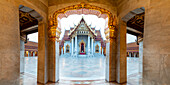  Marble temple, made of Carrara marble, Wat Benchamabopit, back of the Ubosot, temple in the Dusit district, Bangkok, Central Thailand, Thailand, Asia 