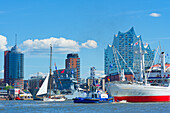  Port anniversary parade with many ships on the Elbe, St. Pauli, Hamburg, Germany 