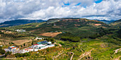  Olive growing area in Andalusia with processing cooperative, in the olive belt of the province of Cordoba, Spain 