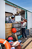 The Dungeness Snack Shack, fresh fish hut, Dungeness, Romney Marsh, Kent, England, UK