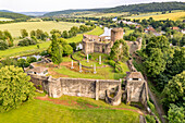  Ruins of Polle Castle on the Weser River, seen from above, Bodenwerder-Polle municipality, Lower Saxony, Germany 