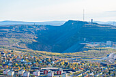  Sweden, Norrbottens län, Kiruna, city and company LKAB in front of the crater 