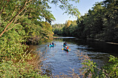  Kanufahrt auf dem Fluss Dore, Regionaler Naturpark Livradois-Forez, Departement Puy-de-Dôme, Region Auvergne, Frankreich, Europa 
