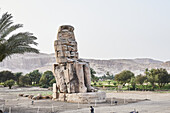 Colossus of Memnon, stone statues antiquity, mortuary temple, Valley of the Kings, Luxor, Egypt, Africa