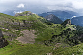 Ausblick vom Hochiss auf den Normalweg von der Erfurter Hütte aus, Rofangebirge, Tirol, Österreich