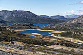 Namenlose Seen am Arctic Circle Trail nahe der Equalugaarniarfik-Hütte, Distrikt Sisimiut, Grönland