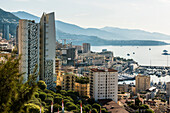  Panorama, skyline with skyscrapers by the sea, Monte Carlo, Cote d&#39;Azur, Monaco 