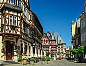  Half-timbered houses in Bacharach, Bacharach, UNESCO World Heritage Upper Middle Rhine Valley, Rhineland-Palatinate, Germany 