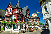  Half-timbered houses in Bacharach, Bacharach, UNESCO World Heritage Upper Middle Rhine Valley, Rhineland-Palatinate, Germany 