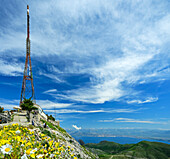 Kloster und Sendeanlage am Gipfel des Pantokrator, Korfu Trail, Korfu, Ionische Inseln, Griechenland