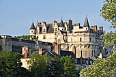 Chateau d'Amboise on the Loire River at Amboise, Touraine, department of  Indre-et-Loire,  Centre-Val de Loire region, France, Europe