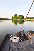 Flat bottomed barge (French word: Toue) trip on Loire river near Chaumont-sur-Loire, Loir-et-Cher department, Centre-Val de Loire region, France, Europe
