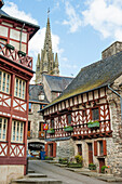 Half-timbered buildings in Josselin,Morbihan department,Region of Brittany,France,Europe
