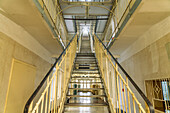  Central staircase in the interior of the former Stasi prison Bautzen II, now a memorial site in Bautzen, Upper Lusatia, Saxony, Germany 