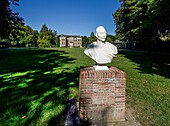  Bust of Kaiser Wilhelm II in the park, with Doorn House in the background, Doorn, Utrecht Province, Netherlands 