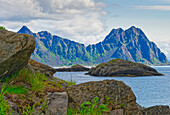  Typical mountain landscape, Svolvaer, Lofoten, Nordland, Norway 