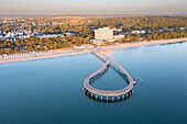 Blick auf die Seebrücke, Timmendorfer Strand, Schleswig-Holstein, Deutschland